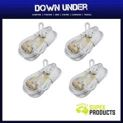 4 X Supex 6mm Double Guy Rope With Wood Runner -Camping Equipment 38JJx4 1