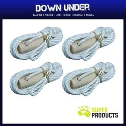 4 X Supex 6mm Single Guy Rope With Wood Runner