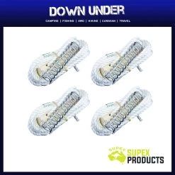 4 X Supex 6mm Single Guy Rope With Wood Runner And Spring