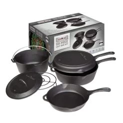 Camp Chef 6 Piece Cast Iron Cooking Set 8 Camp Chef 6 Piece Cast Iron Cooking Set -Camping Equipment CBOX6 1
