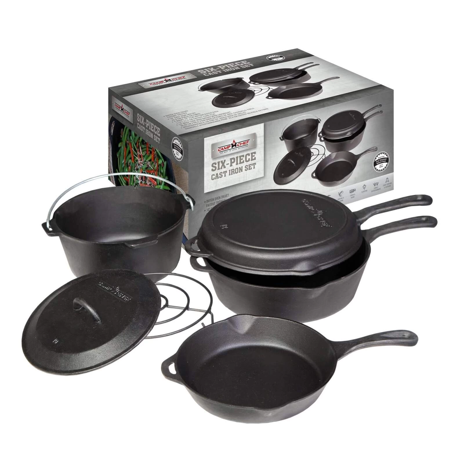 Camp Chef 6 Piece Cast Iron Cooking Set 6 Camp Chef 6 Piece Cast Iron Cooking Set - Image 4