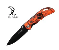 Elk Ridge Orange Camo Folding Knife - ER134RCB