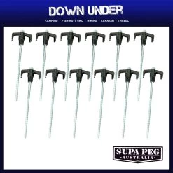 12 X Supa Peg 220mm Galvanised Screw Peg 2.0 5 12 X Supa Peg 220mm Galvanised Screw Peg 2.0 -Camping Equipment SP7220x12 1