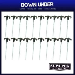 20 X Supa Peg 220mm Galvanised Screw Peg 2.0 -Camping Equipment SP7220x20 1